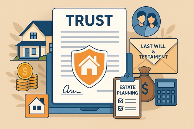 Digital illustration of estate planning with trusts